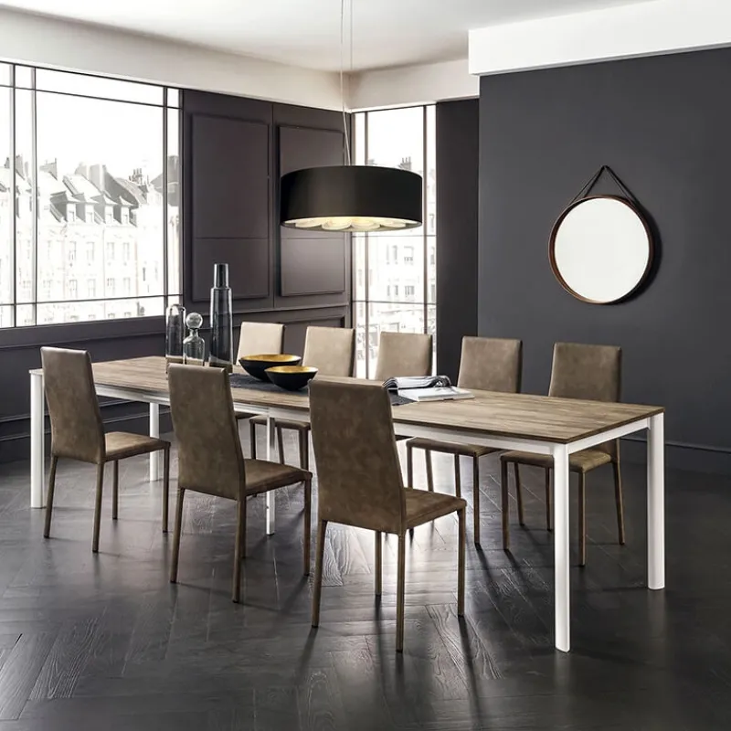 La primavera Aaron Table rectangulaire ultra extensible style contemporain en stratifié* Table De Salle à Manger