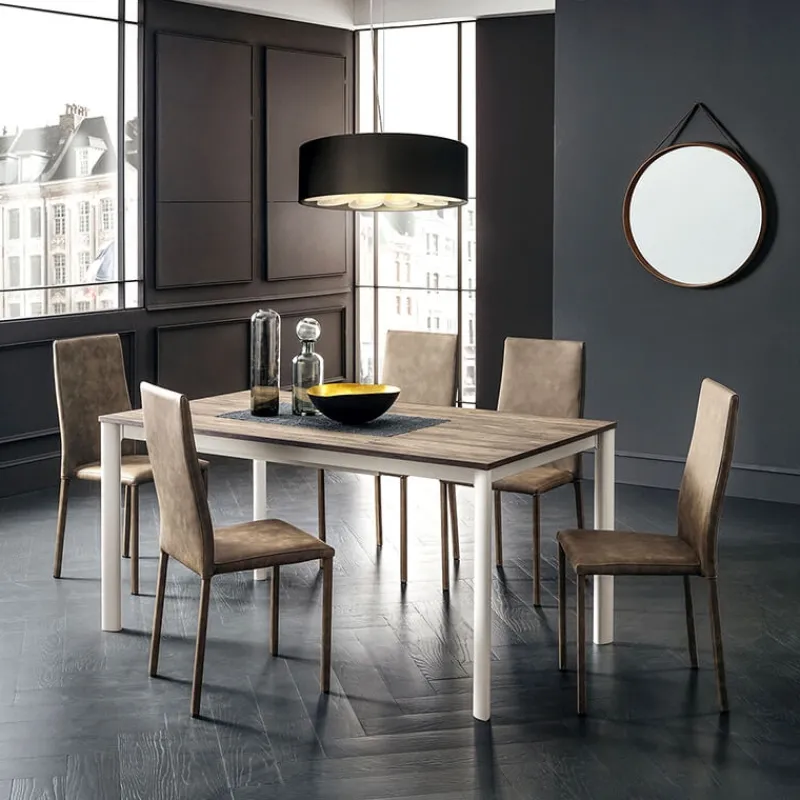 La primavera Aaron Table rectangulaire ultra extensible style contemporain en stratifié* Table De Salle à Manger