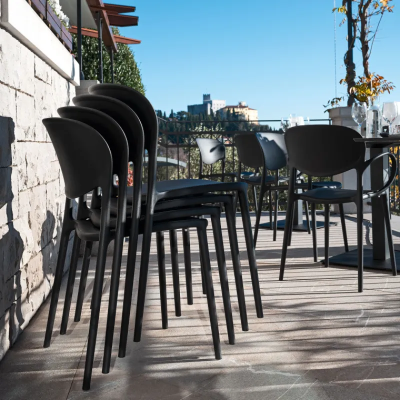 Abby Connubia® Chaise de jardin italienne empilable en polypropylène recyclé sans accoudoirs* Chaise De Jardin
