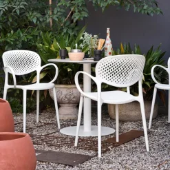 Abby Connubia® Fauteuil de jardin empilable en polypropylène recyclé avec dossier microperforé* Chaise De Jardin|Fauteuil De Jardin