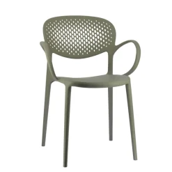 Abby Connubia® Fauteuil de jardin empilable en polypropylène recyclé avec dossier microperforé* Chaise De Jardin|Fauteuil De Jardin
