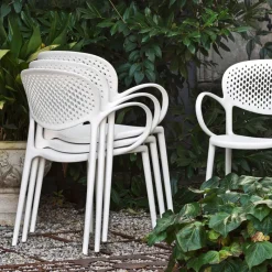 Abby Connubia® Fauteuil de jardin empilable en polypropylène recyclé avec dossier microperforé* Chaise De Jardin|Fauteuil De Jardin