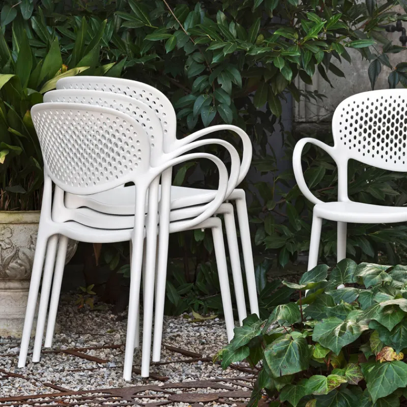Abby Connubia® Fauteuil de jardin empilable en polypropylène recyclé avec dossier microperforé* Chaise De Jardin|Fauteuil De Jardin
