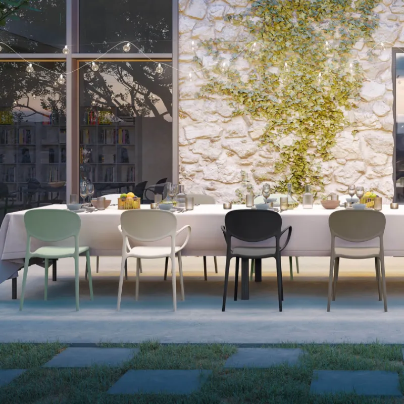 Abby Connubia® Fauteuil de jardin empilable en polypropylène recyclé* Fauteuil De Jardin