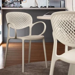 Abby Connubia® Fauteuil empilable en polypropylène recyclé avec dossier microperforé* Chaise De Cuisine|Chaise De Salle à Manger