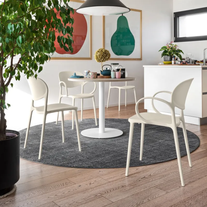 Abby Connubia® Fauteuil italien empilable en polypropylène recyclé* Chaise De Cuisine|Chaise De Salle à Manger