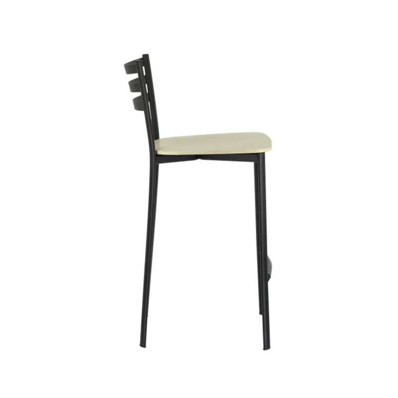 Ace 1329 Tabouret de cuisine en métal et assise bois hauteur snack* Tabouret Hauteur Sur-mesure|Tabouret Snack (assise +/- 65 Cm)