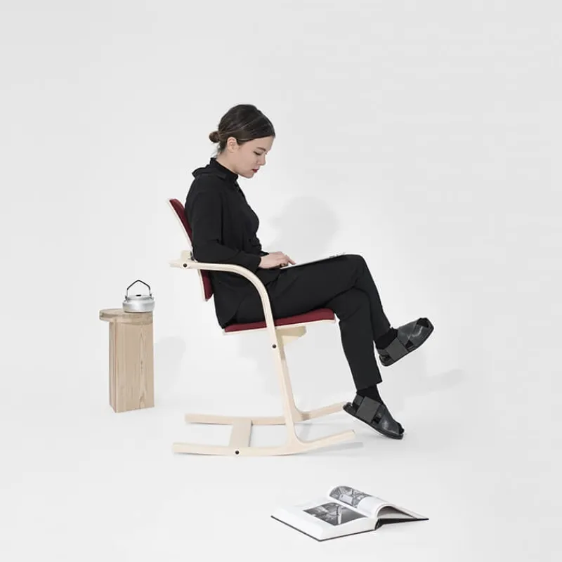 Varier Actulum ® Fauteuil de bureau ergonomique à bascule en tissu et bois* Chaise De Bureau|Chaise Salon