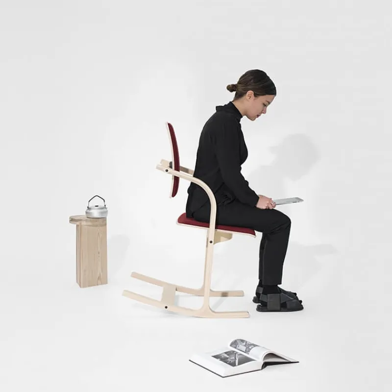 Varier Actulum ® Fauteuil de bureau ergonomique à bascule en tissu et bois* Chaise De Bureau|Chaise Salon