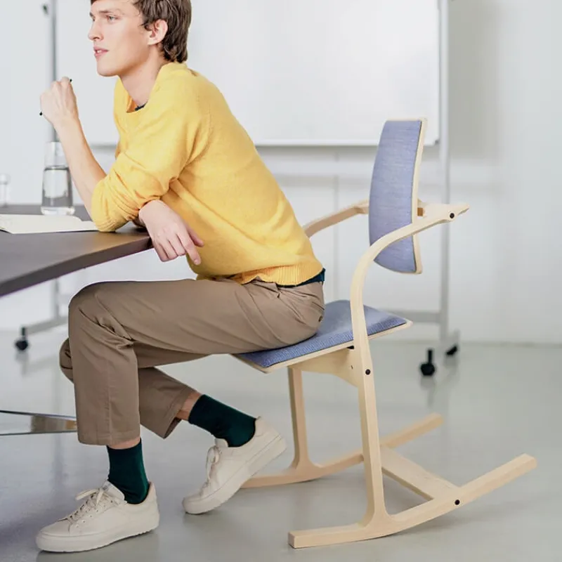 Varier Actulum ® Fauteuil de bureau ergonomique à bascule en tissu et bois* Chaise De Bureau|Chaise Salon