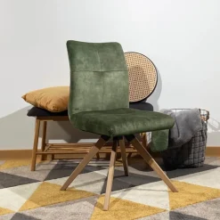 Adèle Chaise en tissu pivotante confortable avec pieds bois* Chaise De Salle à Manger|Chaise De Bureau