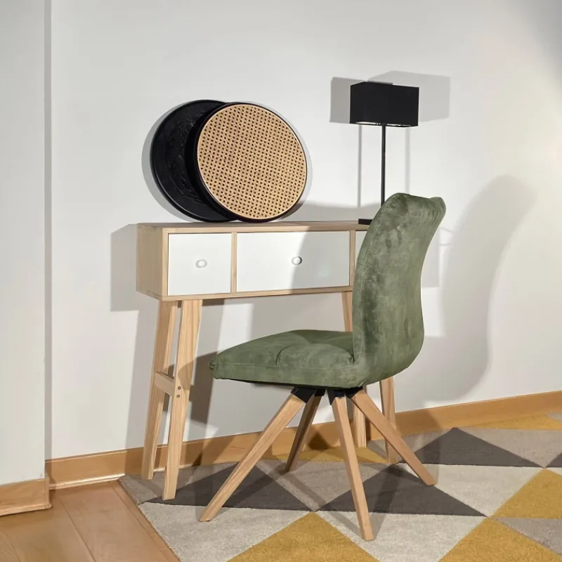 Adèle Chaise en tissu pivotante confortable avec pieds bois* Chaise De Salle à Manger|Chaise De Bureau