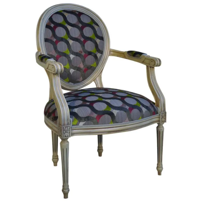 Paget Adrien Fauteuil Louis XVI médaillon revisité fabrication française* Fauteuil De Salon