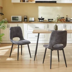 AgatheChaise cosy en tissu avec pieds en métal noir* Chaise De Salle à Manger