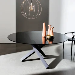 Sovet Italia Aikido Sovet® Table en verre design ronde* Table De Salle à Manger