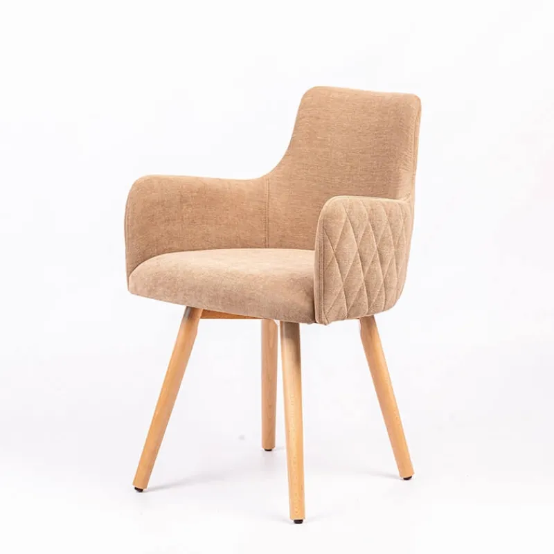 Sessio Anders diamant Fauteuil en tissu dos matelassé et pieds en bois* Chaise De Salle à Manger|Chaise Salon