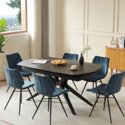 AngèleTable moderne extensible en céramique pieds métal* Table De Salle à Manger