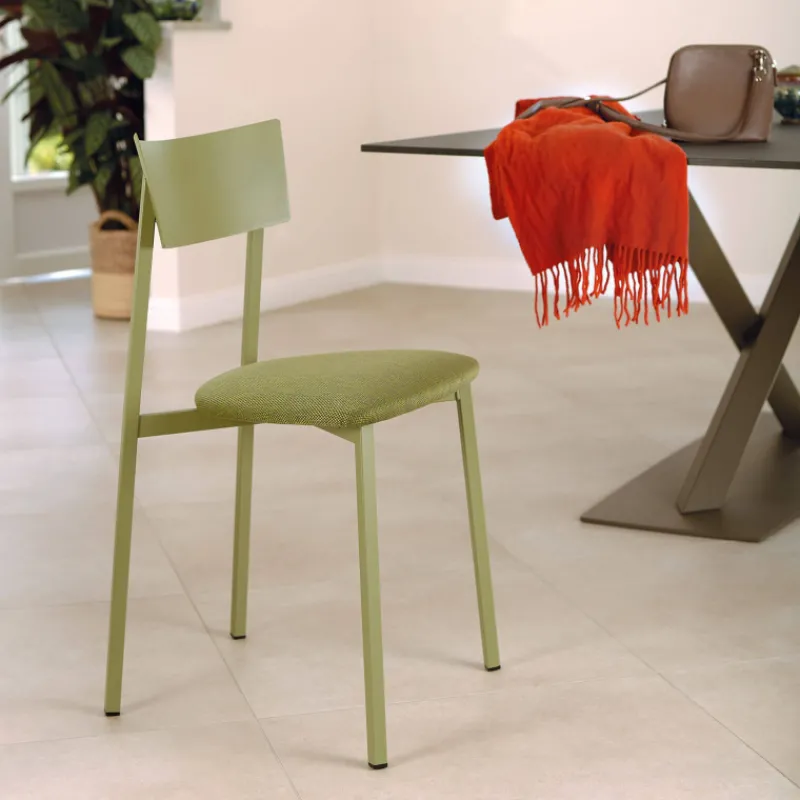 Carrier Anémone ® Chaise française avec assise en tissu rembourrée et dossier métal* Chaise De Salle à Manger