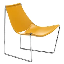 Midj Apelle ® Chaise transat design en croûte de cuir et métal* Chaise Salon|Chaise Pour Chambre