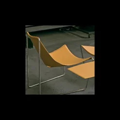 Midj Apelle ® Chaise transat design en croûte de cuir et métal* Chaise Salon|Chaise Pour Chambre