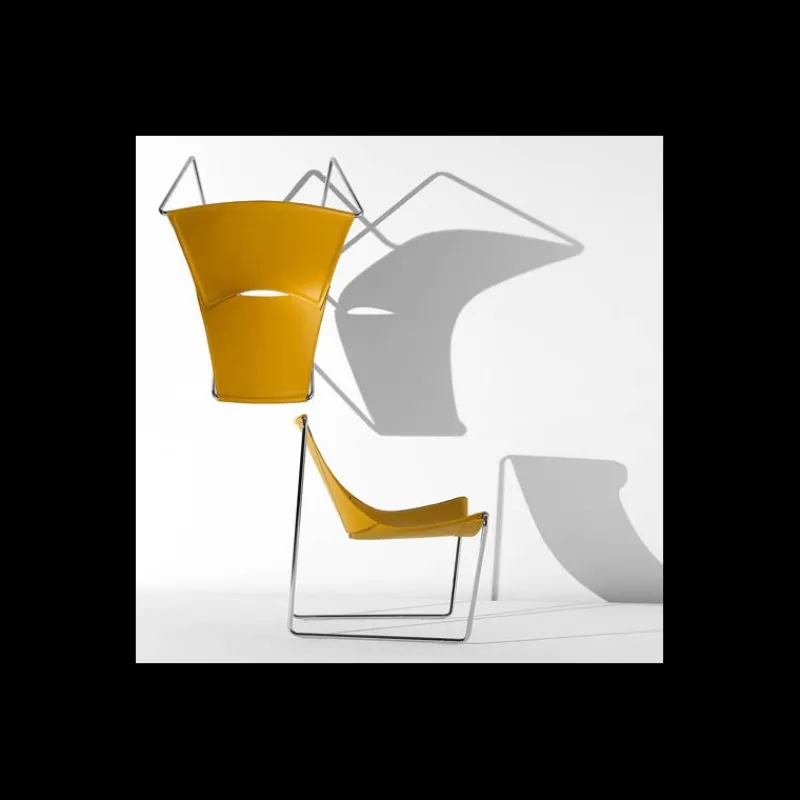 Midj Apelle ® Chaise transat design en croûte de cuir et métal* Chaise Salon|Chaise Pour Chambre
