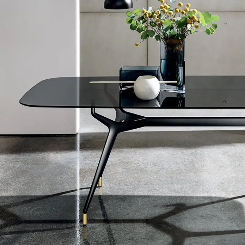 Sovet Italia Arkos Sovet® Table design rectangulaire en verre avec bords arrondis* Table De Salle à Manger