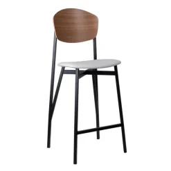 Carrier Artémis ® Tabouret snack design français assise en simili dossier bois et pieds en métal* Tabouret Snack (assise +/- 65 Cm)|Tabouret De Bar (assise +/- 80 Cm)