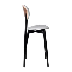 Carrier Artémis ® Tabouret snack design français assise et dossier en simili dos bois et pieds en métal* Tabouret Snack (assise +/- 65 Cm)|Tabouret De Bar (assise +/- 80 Cm)