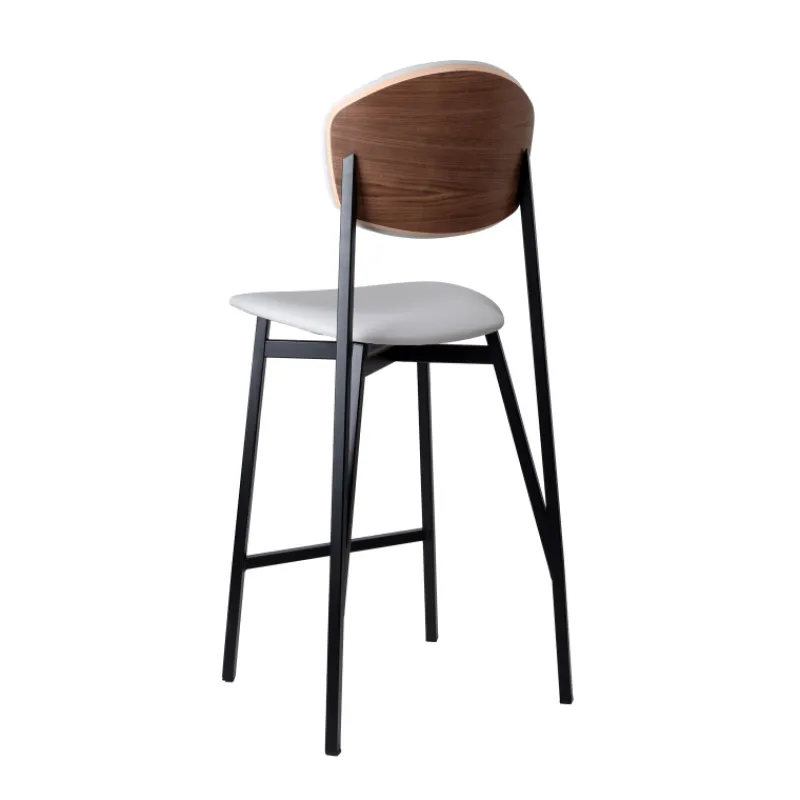 Carrier Artémis ® Tabouret snack design français assise et dossier en simili dos bois et pieds en métal* Tabouret Snack (assise +/- 65 Cm)|Tabouret De Bar (assise +/- 80 Cm)