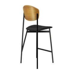 Carrier Artémis ® Tabouret snack design français assise en tissu dossier bois et pieds en métal* Tabouret Snack (assise +/- 65 Cm)|Tabouret De Bar (assise +/- 80 Cm)