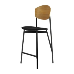 Carrier Artémis ® Tabouret snack design français assise en tissu dossier bois et pieds en métal* Tabouret Snack (assise +/- 65 Cm)|Tabouret De Bar (assise +/- 80 Cm)