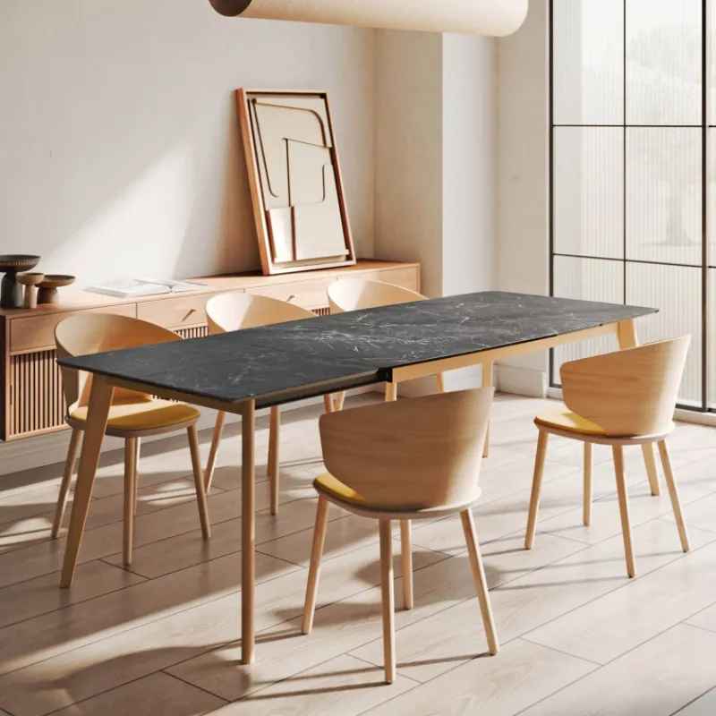 Cancio Atlas Table scandinave extensible en céramique avec pieds en bois* Table De Salle à Manger