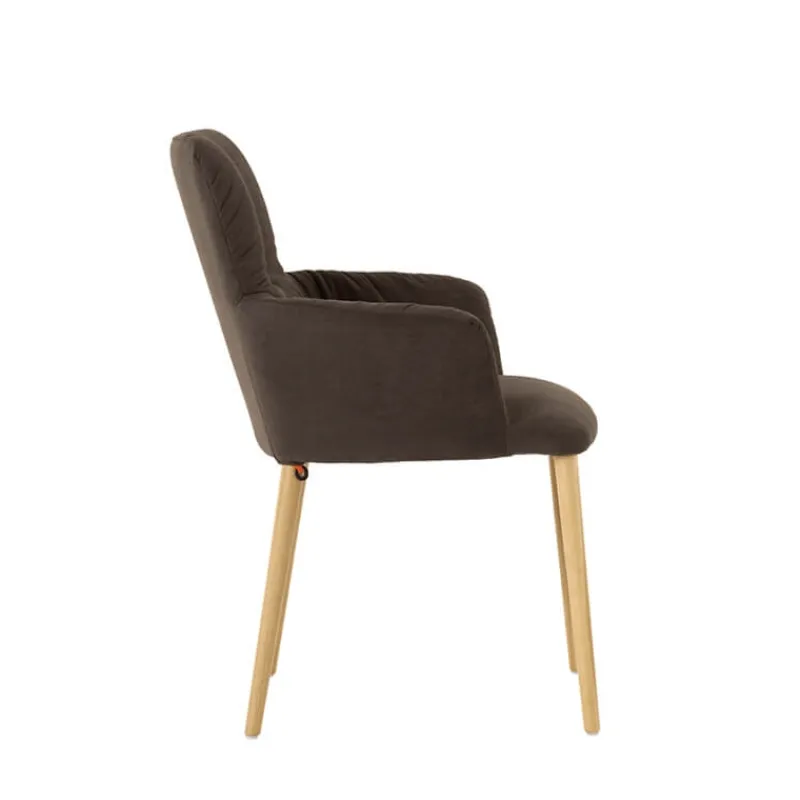 Mobitec Aura ® Chaise avec accoudoirs style cocooning en tissu et pieds bois* Chaise De Salle à Manger|Chaise Salon