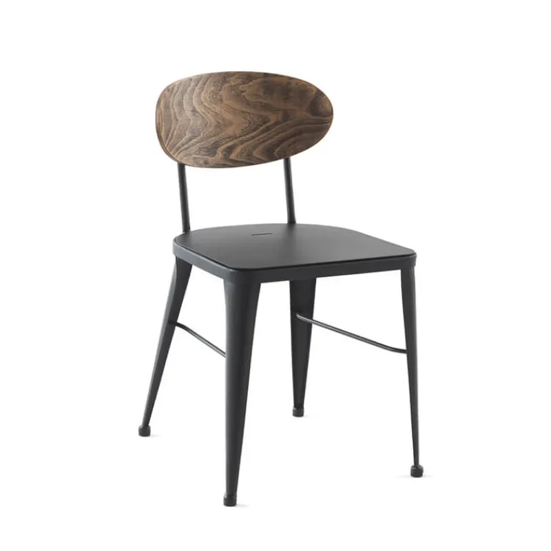 Jayso Austin Chaise en métal industriel dossier bois* Chaise De Cuisine|Chaise De Salle à Manger