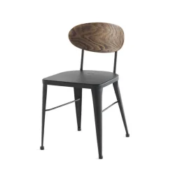 Jayso Austin Chaise en métal industriel dossier bois* Chaise De Cuisine|Chaise De Salle à Manger