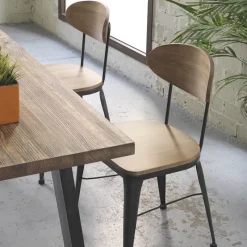 Jayso Austin Chaise industrielle vintage en bois et métal* Chaise De Cuisine|Chaise De Salle à Manger
