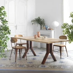 Jayso Austin Chaise industrielle vintage en bois et métal* Chaise De Cuisine|Chaise De Salle à Manger
