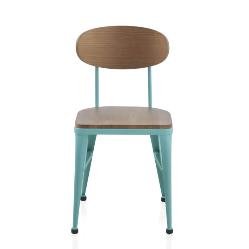 Jayso Austin Chaise industrielle vintage en bois et métal* Chaise De Cuisine|Chaise De Salle à Manger