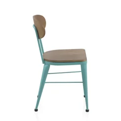 Jayso Austin Chaise industrielle vintage en bois et métal* Chaise De Cuisine|Chaise De Salle à Manger
