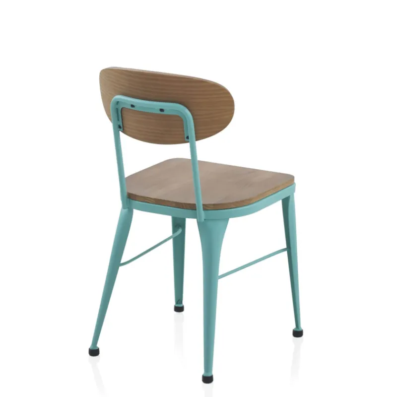 Jayso Austin Chaise industrielle vintage en bois et métal* Chaise De Cuisine|Chaise De Salle à Manger