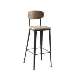 Jayso Austin Tabouret îlot central en bois et métal* Tabouret Snack (assise +/- 65 Cm)|Tabouret De Bar (assise +/- 80 Cm)