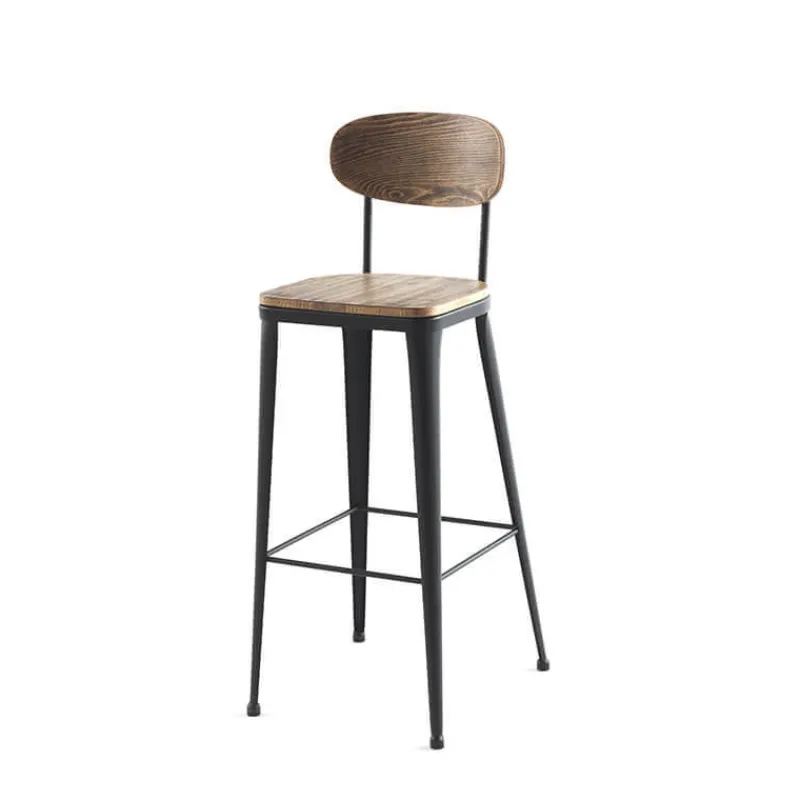 Jayso Austin Tabouret îlot central en bois et métal* Tabouret Snack (assise +/- 65 Cm)|Tabouret De Bar (assise +/- 80 Cm)