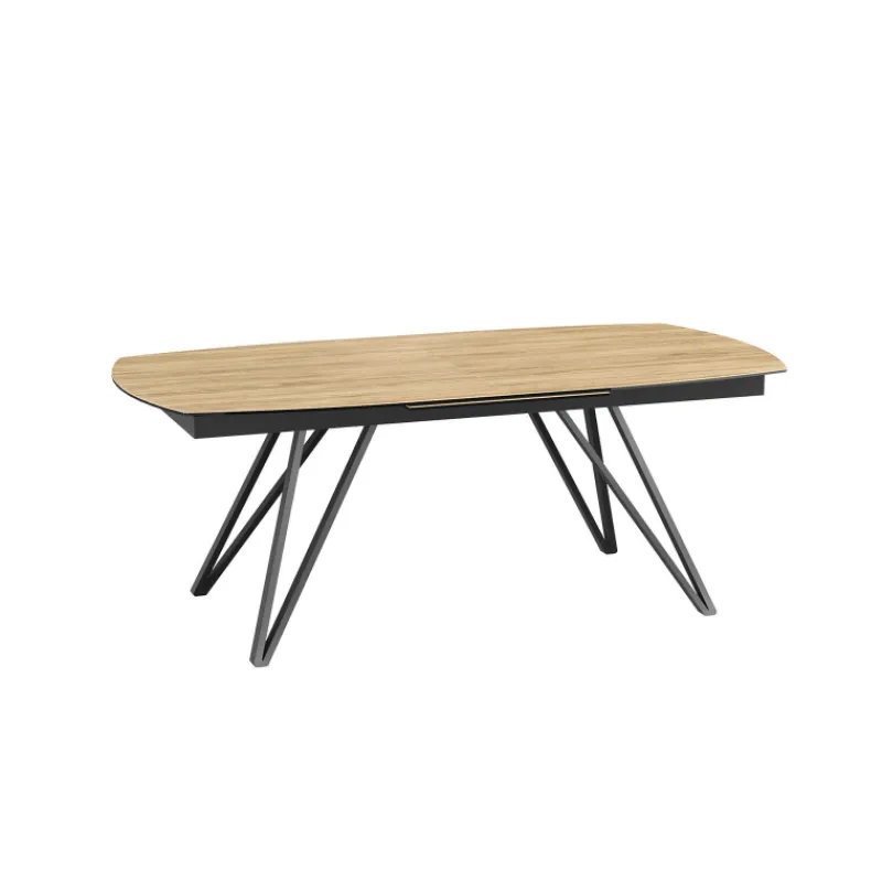 Akante BabyloneTable en céramique extensible avec pieds design en métal noir* Table De Salle à Manger
