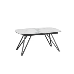 Akante BabyloneTable en céramique extensible avec pieds design en métal noir* Table De Salle à Manger