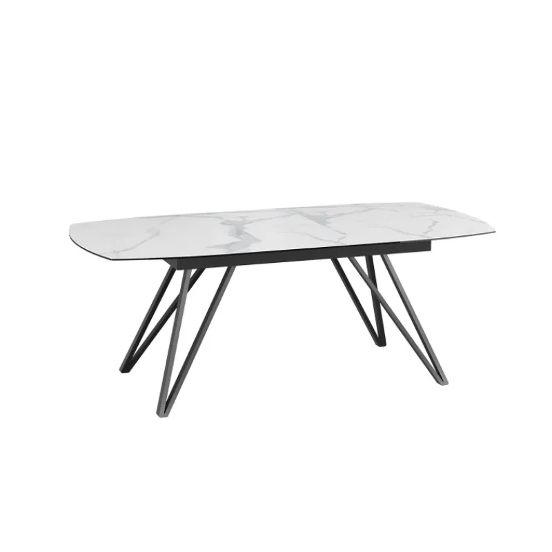 Akante BabyloneTable en céramique extensible avec pieds design en métal noir* Table De Salle à Manger