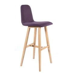 Sessio BarPandora Tabouret de bar scandinave tissu avec pieds bois* Tabouret De Bar (assise +/- 80 Cm)