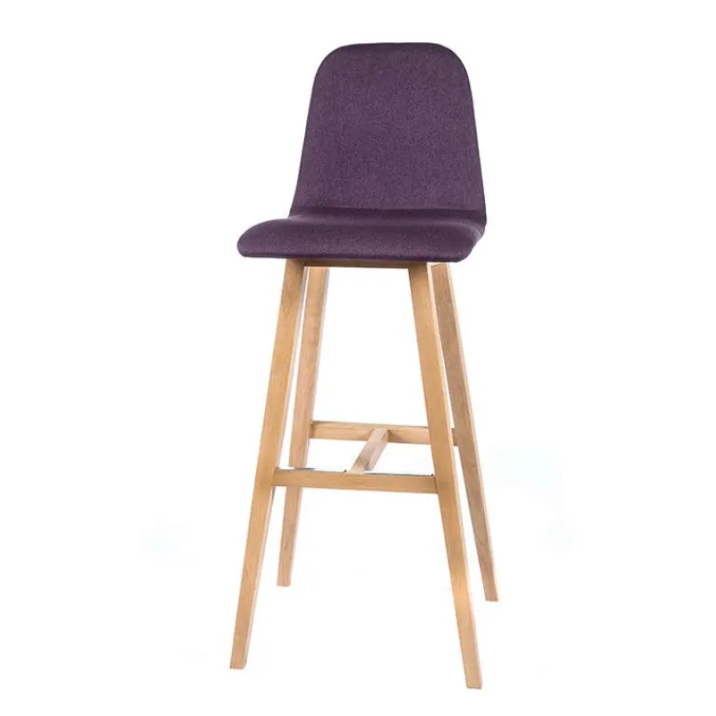 Sessio BarPandora Tabouret de bar scandinave tissu avec pieds bois* Tabouret De Bar (assise +/- 80 Cm)