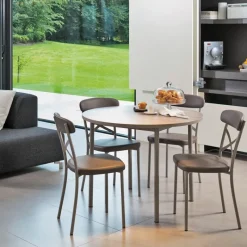 Perfecta Basic Table de cuisine ronde en stratifié avec pieds en métal* Table De Cuisine