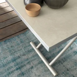 Altacom Bessy Table basse relevable avec plateau pliant en céramique et pieds métal* Table De Salon|Table Pour Petit Espace