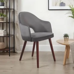 Sessio Bistrot Fauteuil cosy en tissu avec dossier ajouré et pieds bois* Chaise De Salle à Manger|Chaise Salon